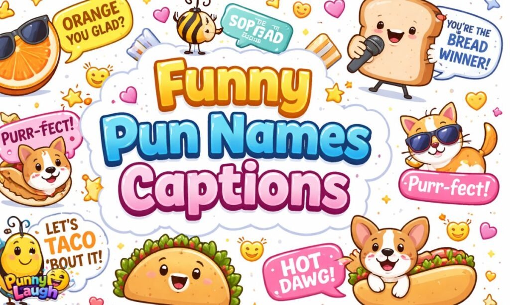funny pun names captions