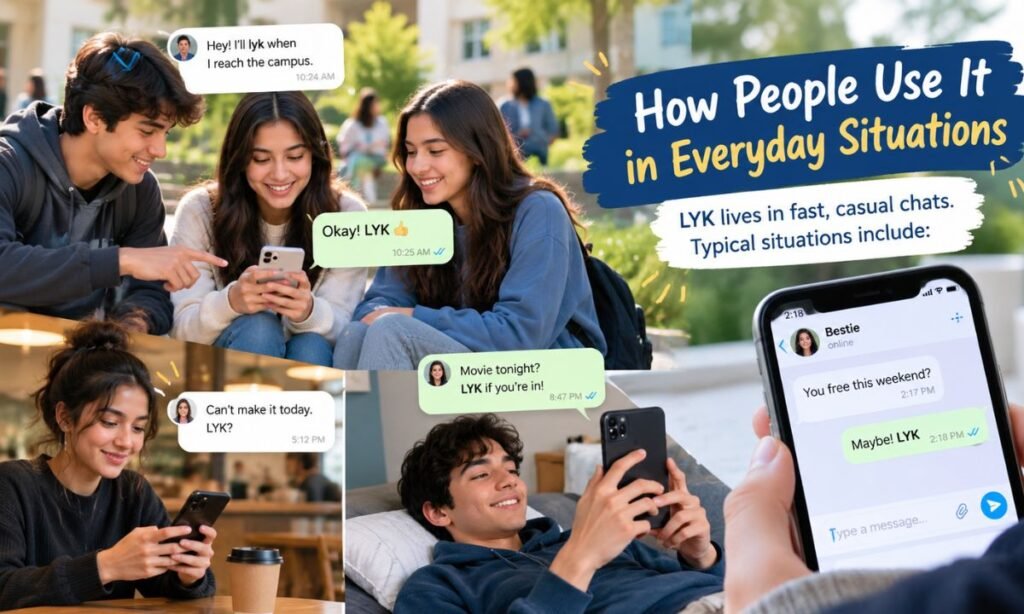 How People Use It in Everyday Situations LYK lives in fast, casual chats. Typical situations include